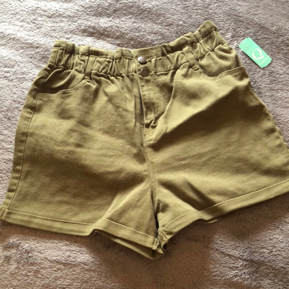 Green paperbag shorts